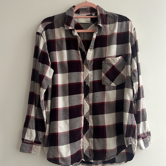 Wilfred white and burgundy flannel shirt - Picture 1 of 5